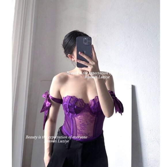 [MOONBLUSH] Lavender Lace Sexy Bondage Lingerie - Picture 4 of 8